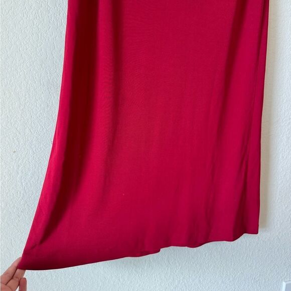Cache Women’s Red Midi Skirt Size 6 Vintage Y2K Minimalist Rayon Blend - Picture 2 of 6